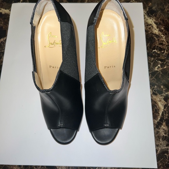 Bootstagram Red Sole Peep-Toe Bootie, Black - Picture 5 of 10